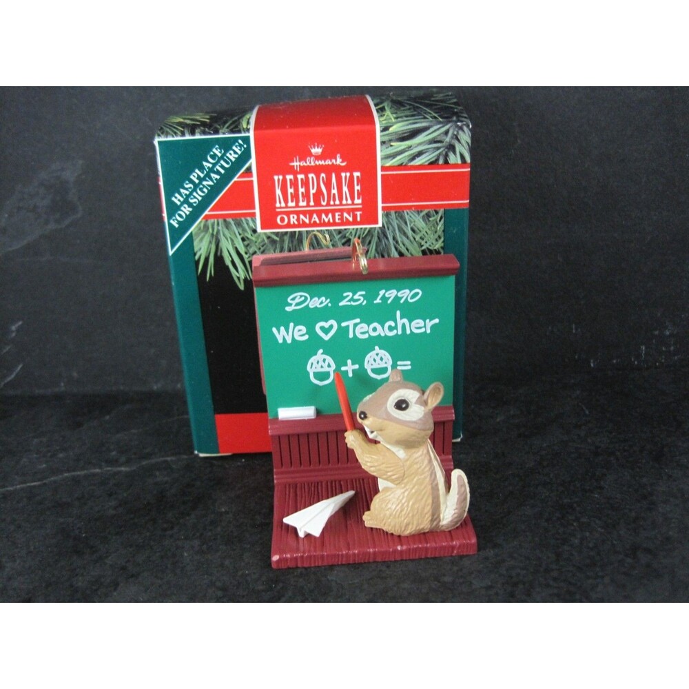 Teacher Christmas Ornament Hallmark Keepsake Chipmunk Year 1990